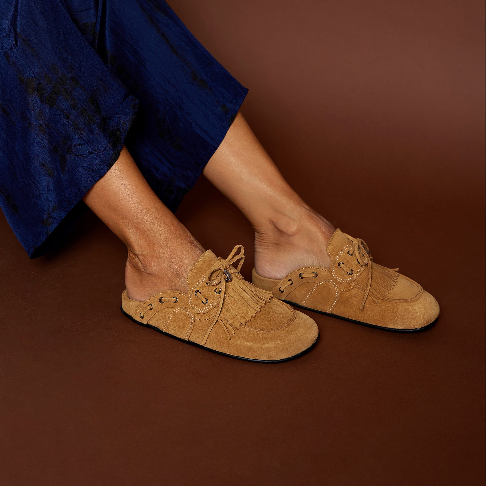 CHERYL FRINGED SUEDE MULES