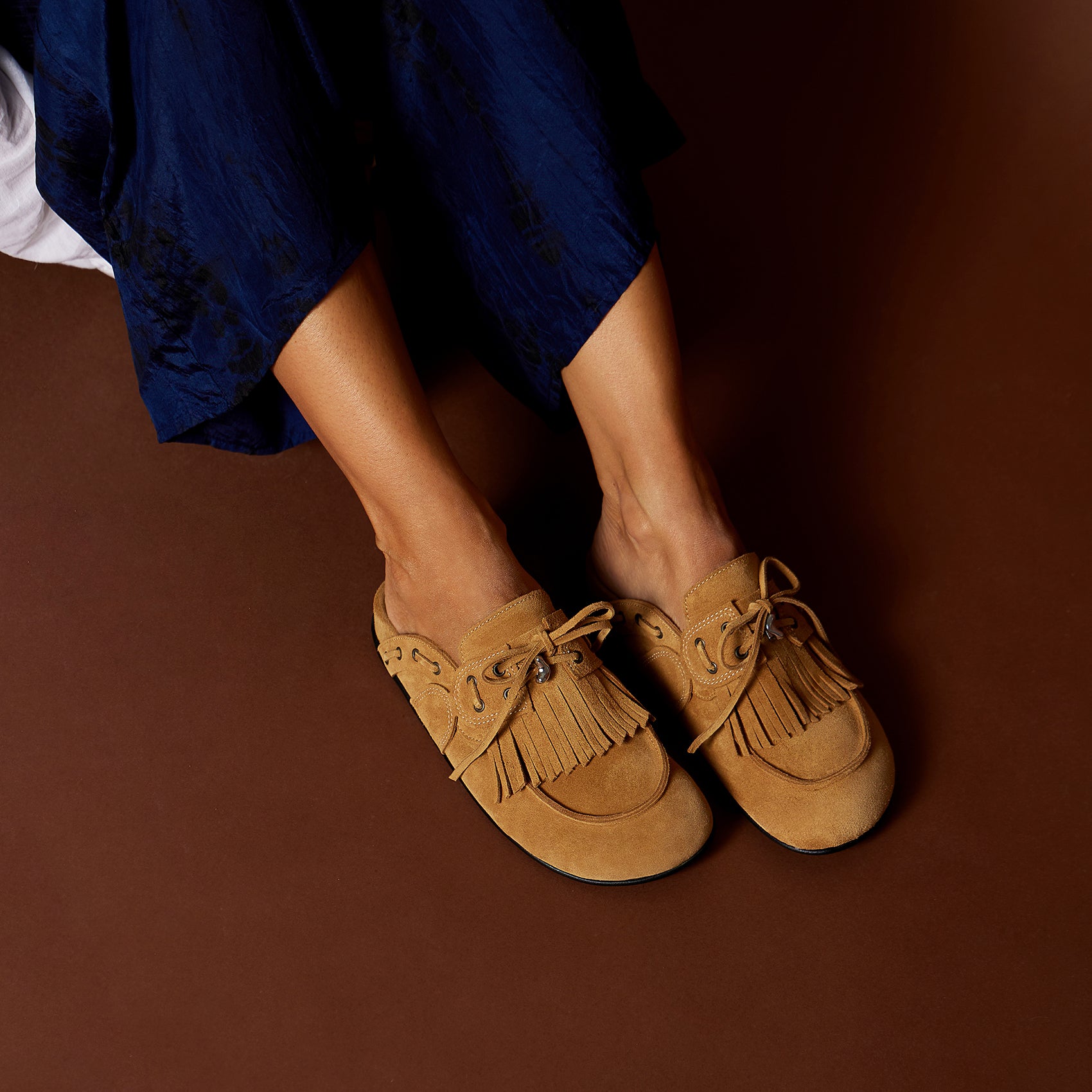 CHERYL FRINGED SUEDE MULES