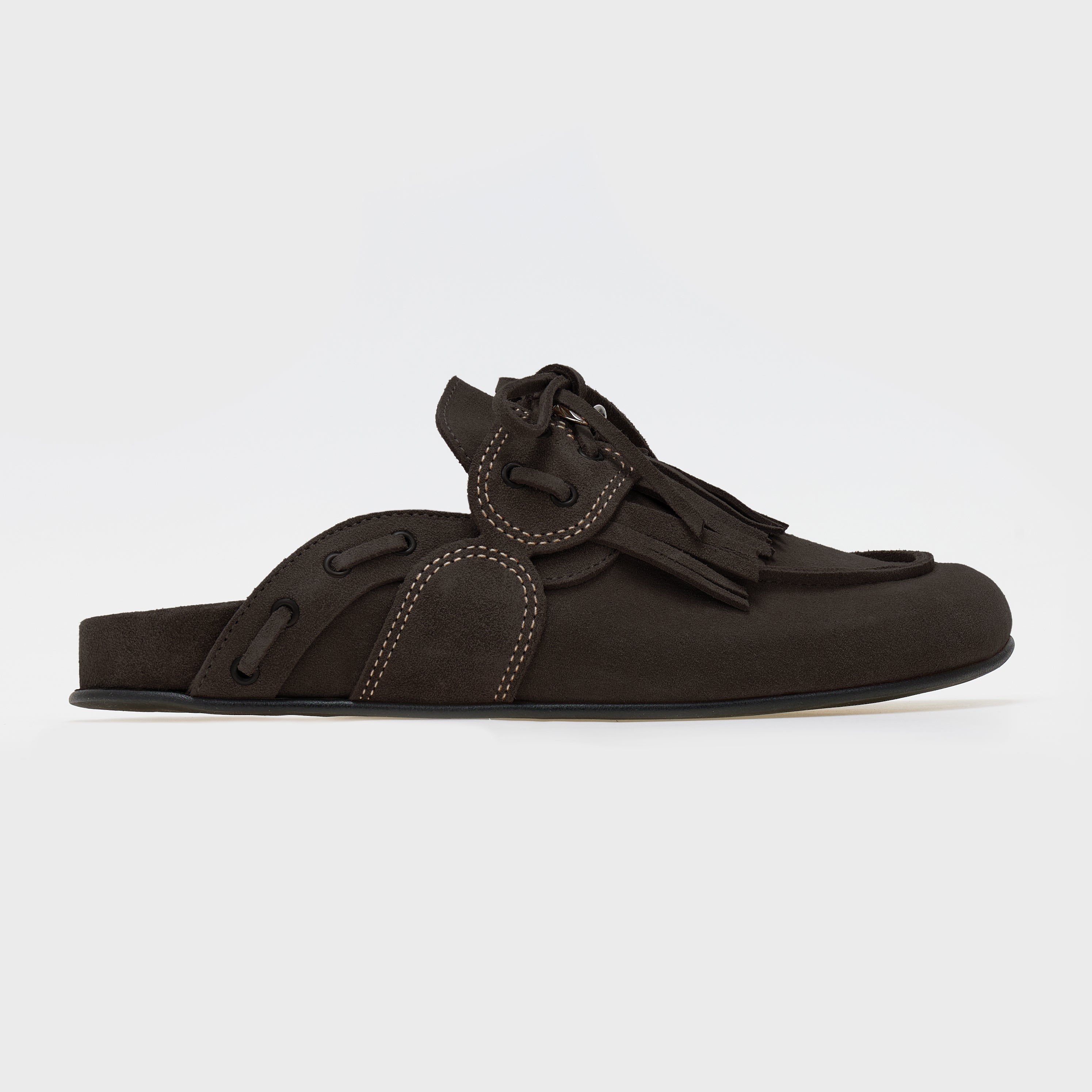 Di Gaia Women's Fringed Suede Mules Cheryl Chocolat