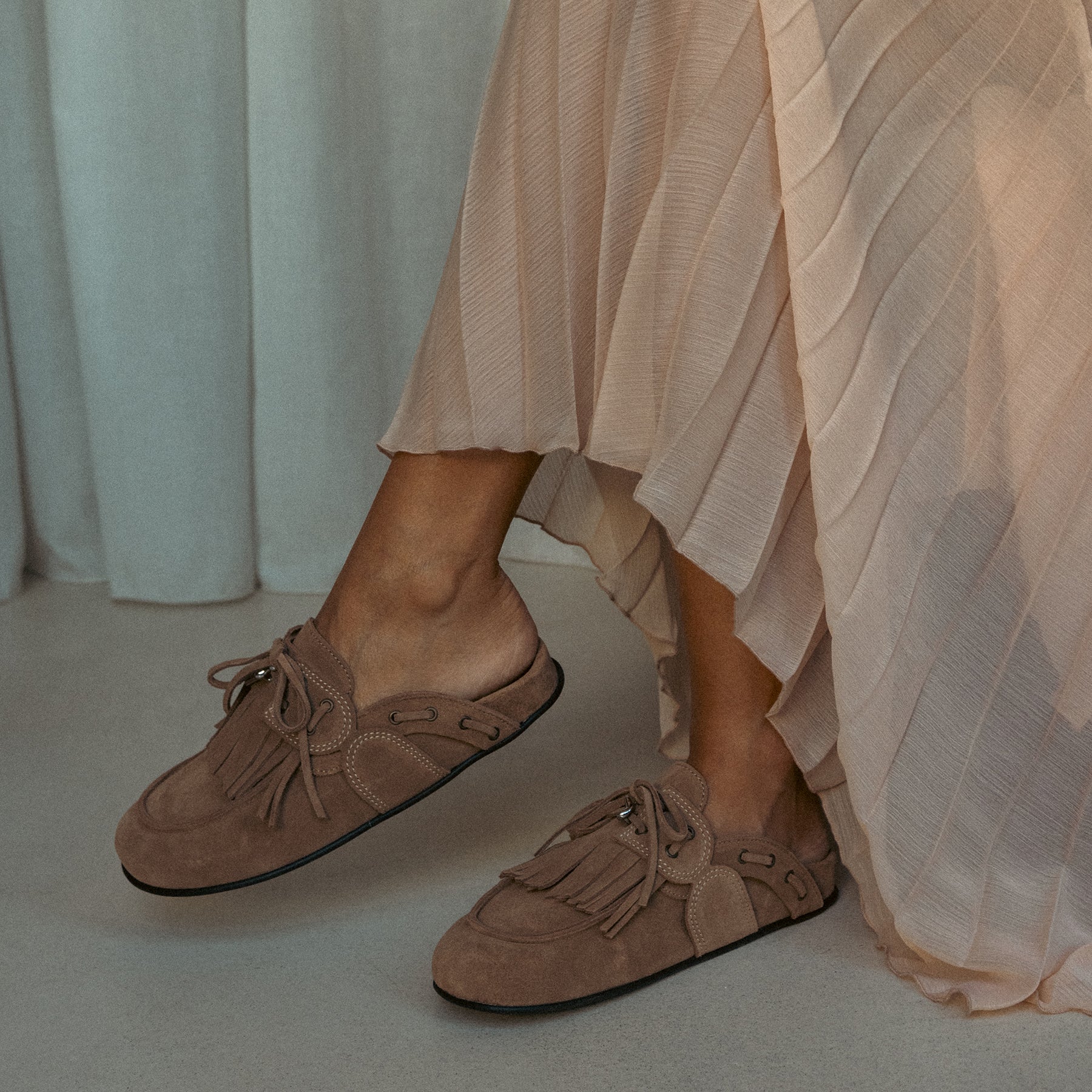 CHERYL FRINGED SUEDE MULES