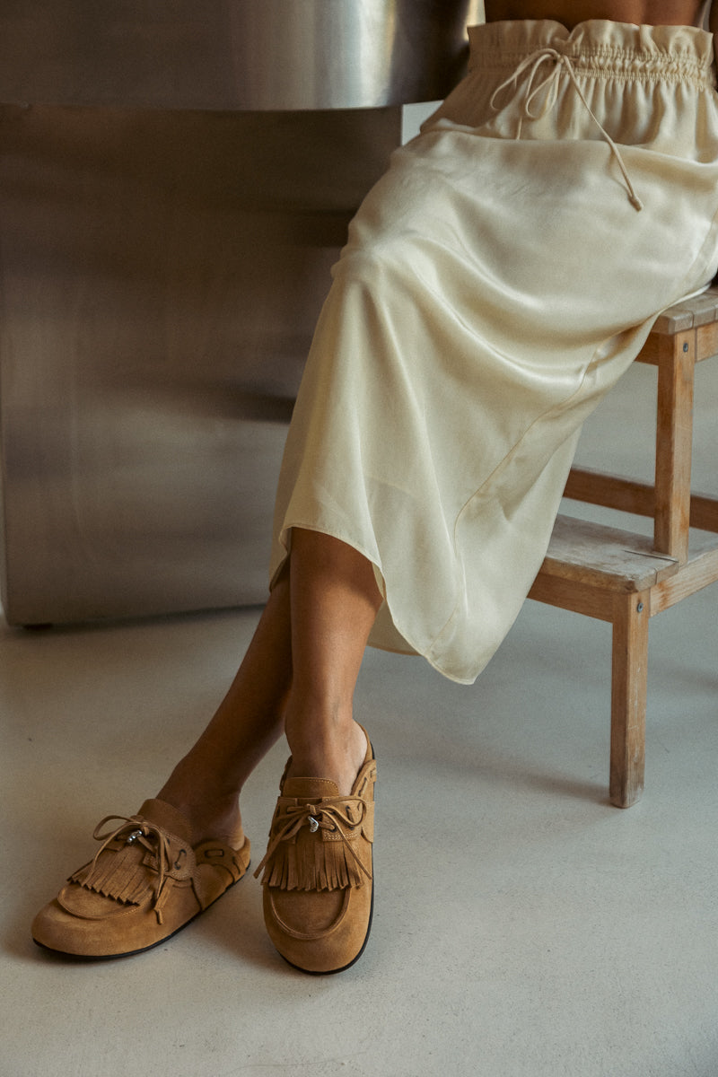 CHERYL FRINGED SUEDE MULES