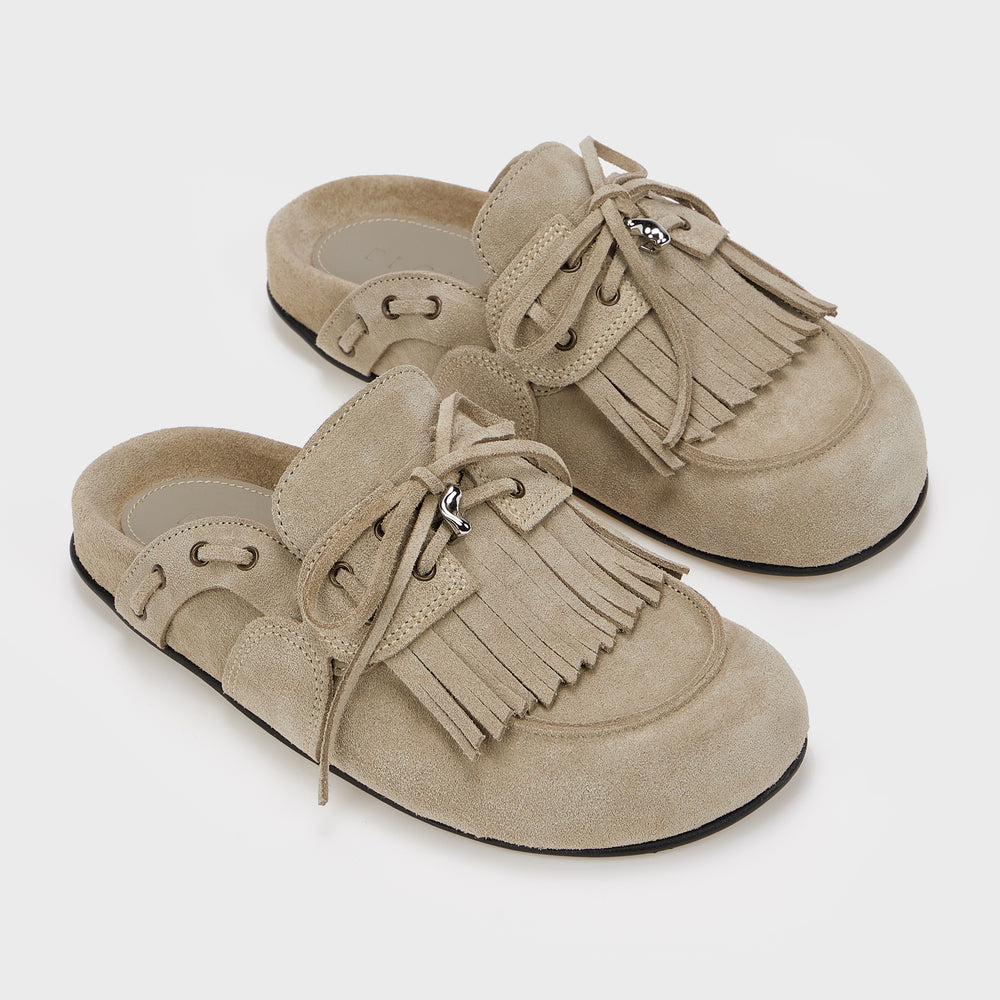 CHERYL FRINGED SUEDE MULES