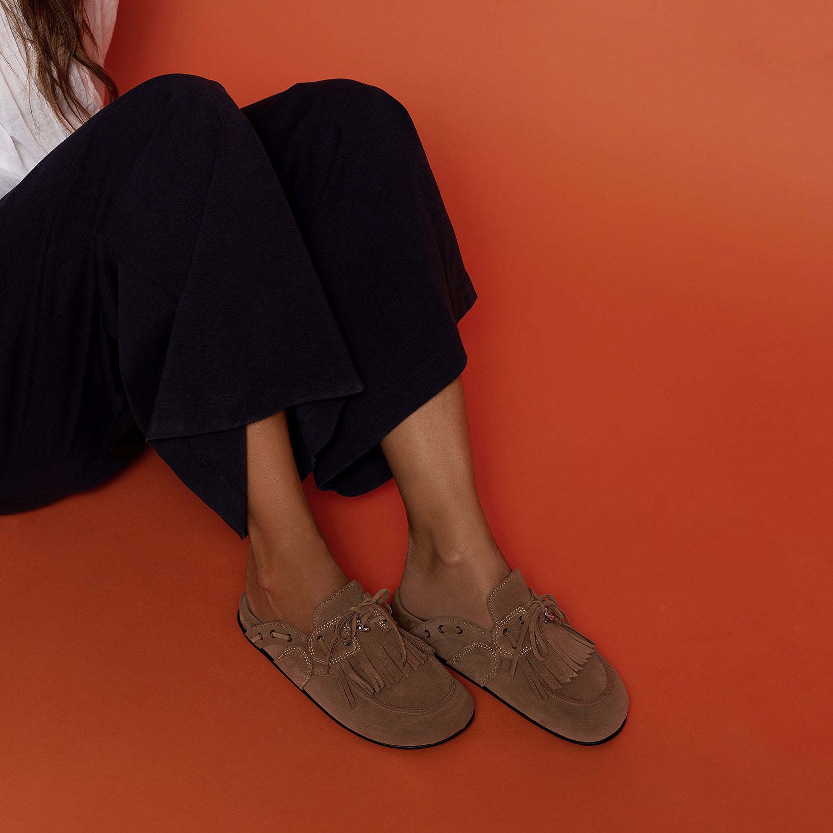CHERYL FRINGED SUEDE MULES