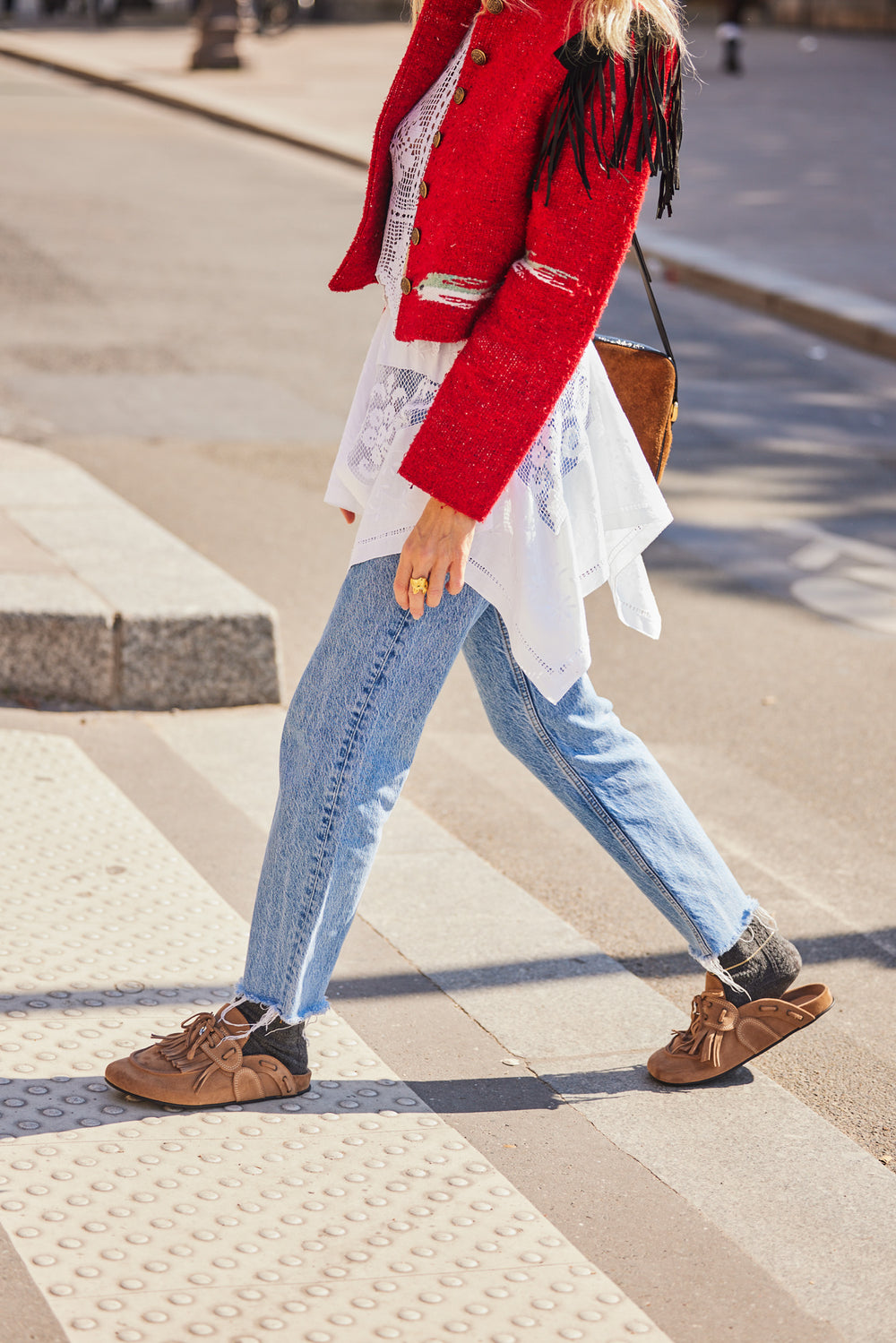 CHERYL FRINGED SUEDE MULES
