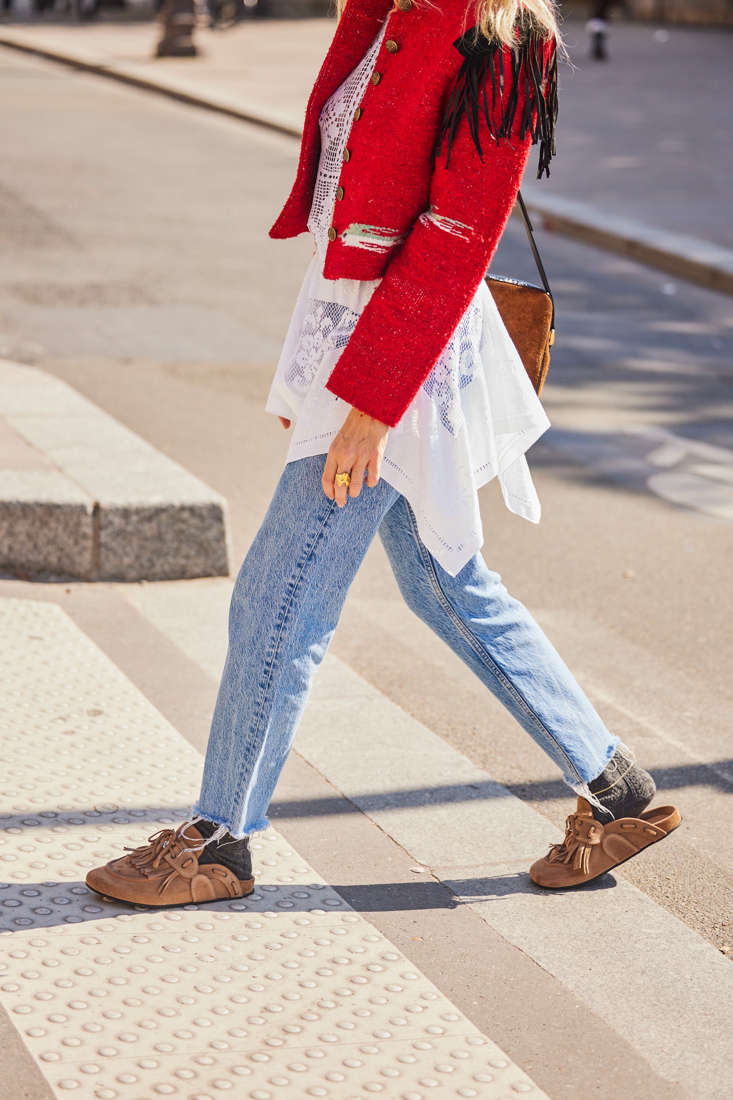 CHERYL FRINGED SUEDE MULES